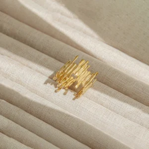 Gold Plated Asymmetrical Adjustable  Ring Anti tarnish