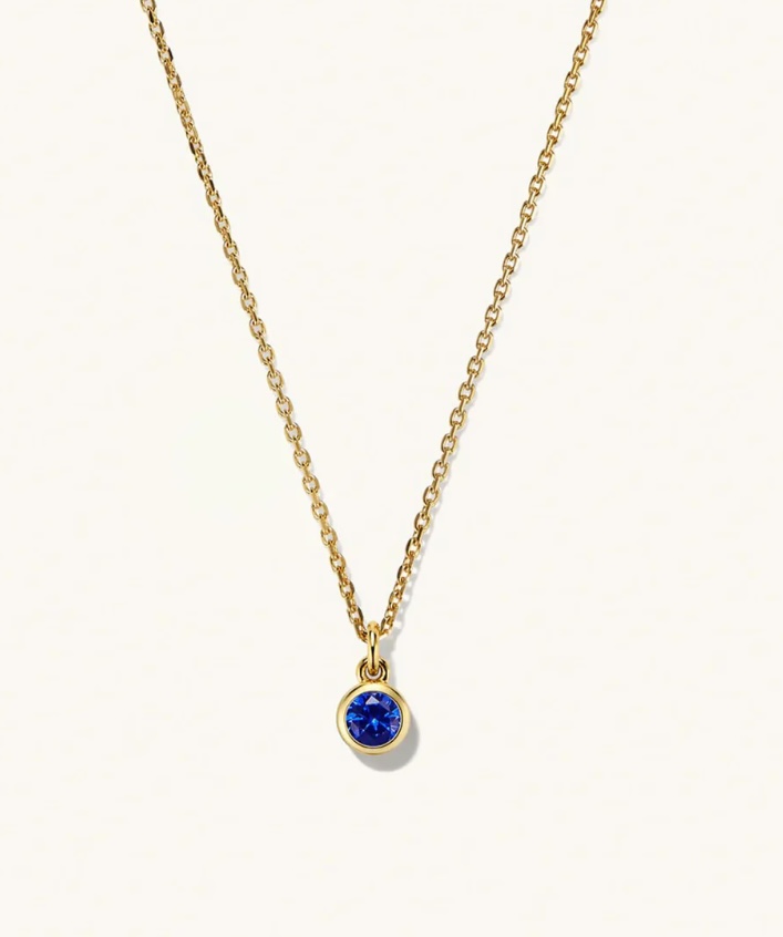 Gold Blue Sapphire Pendant Necklace - Image 4