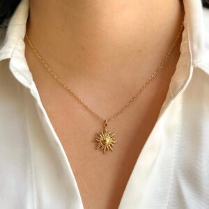 Anti tarnish Gold Sun Necklace