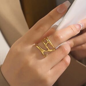 Melted Cuff Gold Ring Anti Tarnish