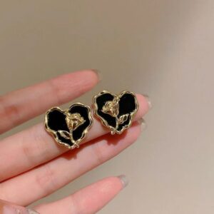 Black & Gold Rose Studs