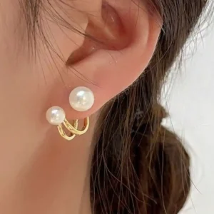 GOLD PLATED WHITE PEARL STUD EARRINGS