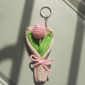 Crochet tulip bouquet keychain