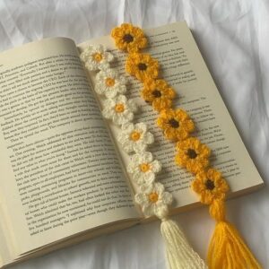 Crochet floral bookmarks