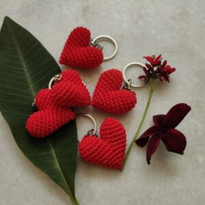 Heart crochet keychain