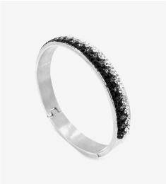 Silver/black textured bangle